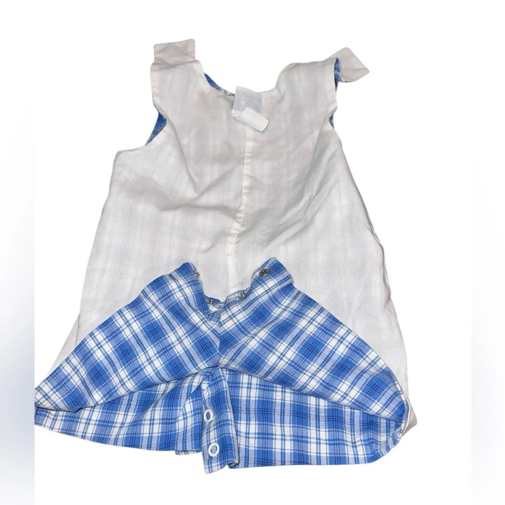 Vintage Kelly’s Kids Baby Romper Blue Plaid‎ One-Piece 12 Months Lined